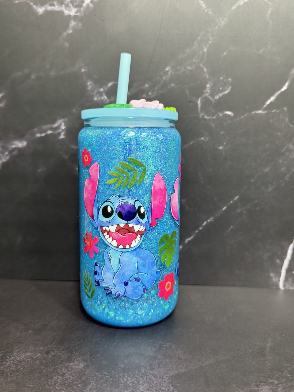 Stitch—Snow Globe Tumbler