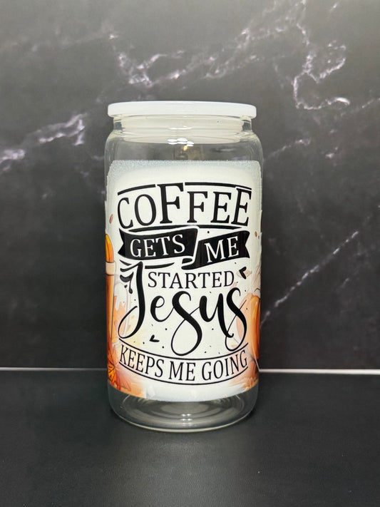Jesus keeps me going—Glass Cup