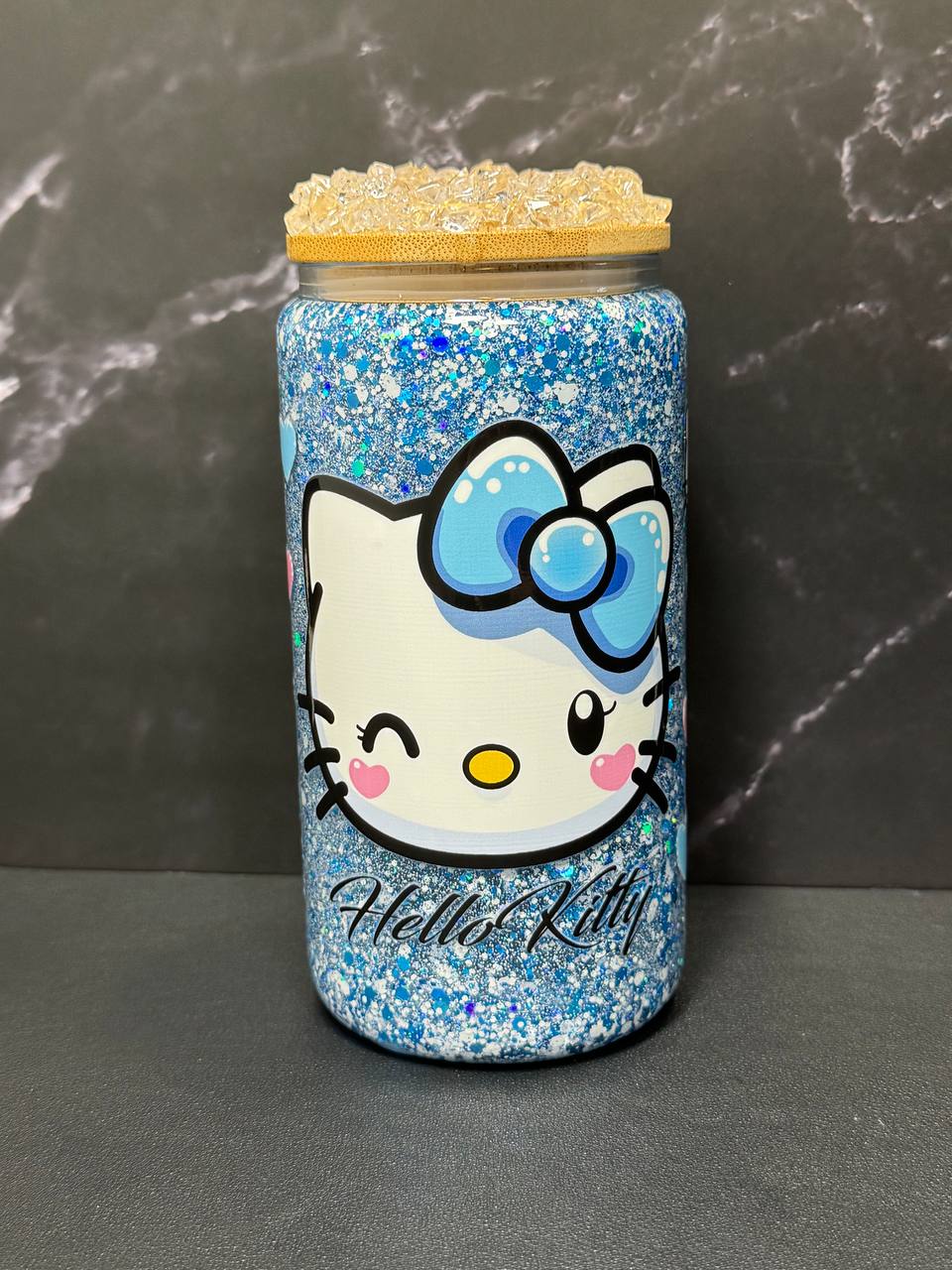 Blue HelloKitty—Snow Globe Tumbler